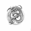 Ouroboros dragon type in the middle coffin slightly open broken chains on ouroboros  tattoo design idea
