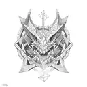 Ouroboros dragon type in the middle coffin slightly open broken chains on ouroboros  tattoo design idea