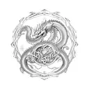 Ouroboros dragon type in the middle coffin slightly open broken chains on ouroboros  tattoo design idea