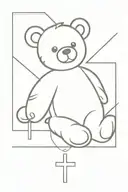 teddy bear and cross tattoo design idea