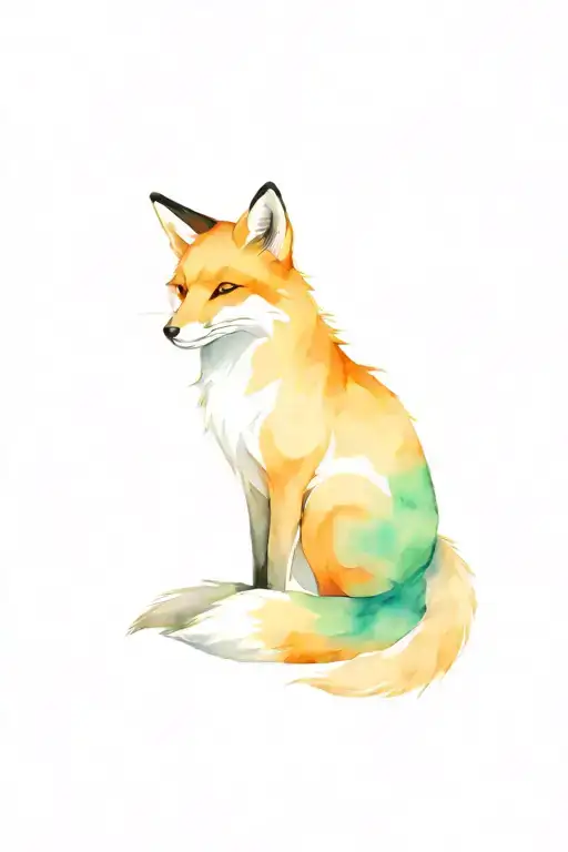 interstellar kitsune fox full body tattoo design idea