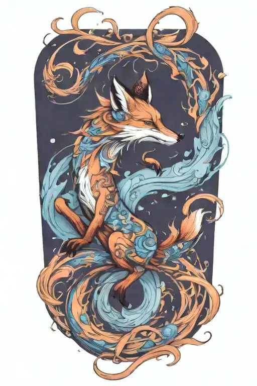 leaping fox full body tattoo design idea