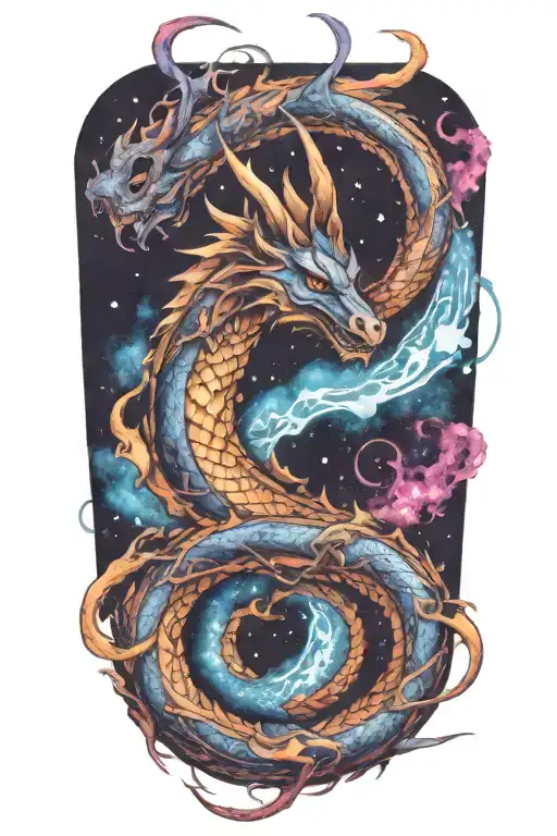 full body galaxy dragon tattoo design idea