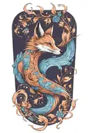 leaping fox full body tattoo design idea