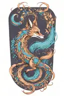 leaping fox full body tattoo design idea