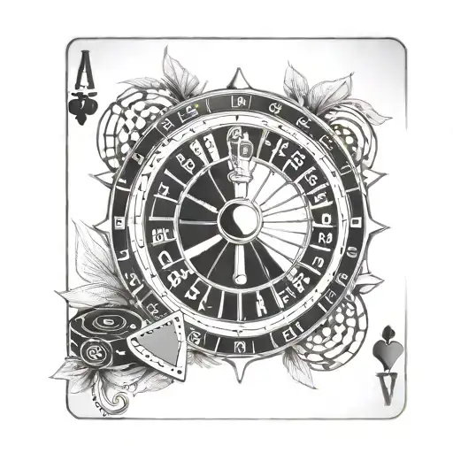 roulette wheel blackjack cards tattoo design idea