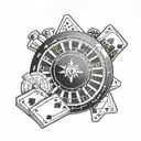 roulette wheel blackjack cards tattoo design idea