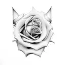 rose and spike tattoo design idea