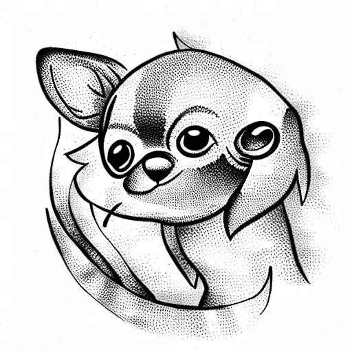 small cartoony chihuahua tattoo design idea