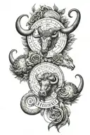 Taurus, Libra, Aquarius, Pisces, and Leo zodiac sign tattoo design idea