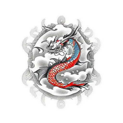 dragon koi yakuza tattoo design idea