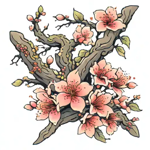sakura tree growing tattoo design idea