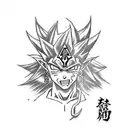 A tattoo with 3 distinguished characters: Link from Zelda, Guts from Berserk and Goku from Dragon ball tattoo design idea