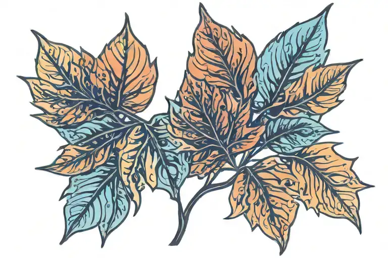 fall leaves intertwined tattoo design idea