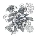Turtle and Fish yin yang tattoo design idea