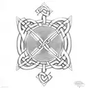 Thor's hammer Celtic knots old school line work tattoo design idea