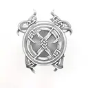 Thor's hammer Celtic knots old school line work tattoo design idea