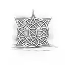 Thor's hammer Celtic knots old school line work tattoo design idea