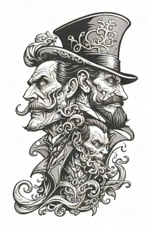 Evil Jekyll and Hyde concept tattoo design idea