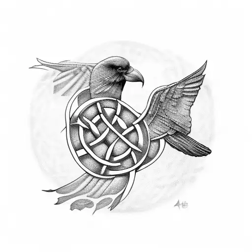 Celtic knot raven tattoo design idea