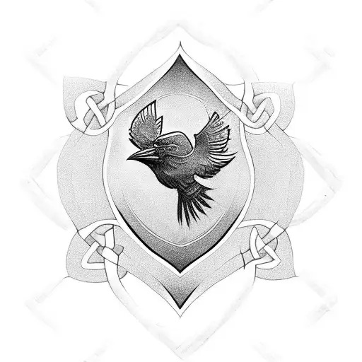 Celtic knot raven tattoo design idea