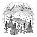 Mountain Scene with Trees and a Lake tattoo design idea