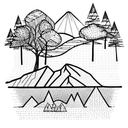 Mountain Scene with Trees and a Lake tattoo design idea