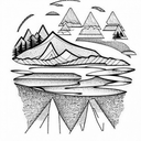 Mountain Scene with Trees and a Lake tattoo design idea