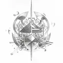 An ankh surrounded by a symphony of musical notes tattoo design idea