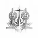 An ankh surrounded by a symphony of musical notes tattoo design idea