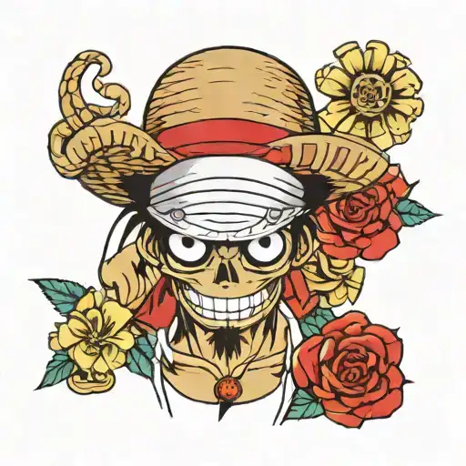 luffy straw hat strip club dj tattoo design idea