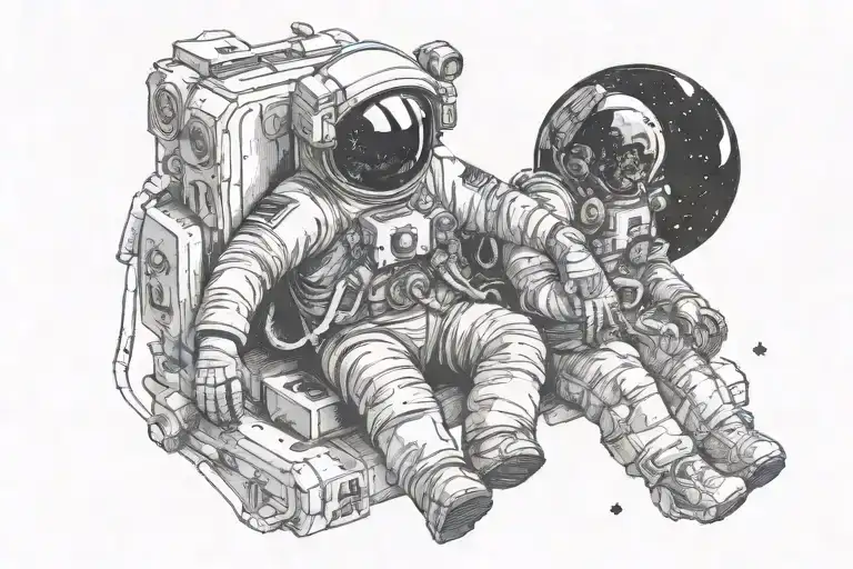 astronaut floating in space tattoo design idea