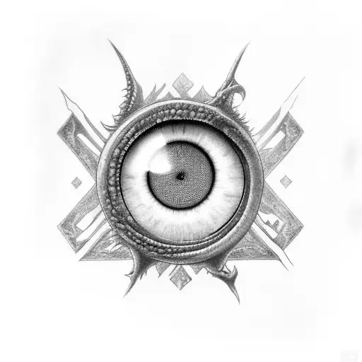 dragon eye with 2/26/82 in Roman numerals tattoo design idea