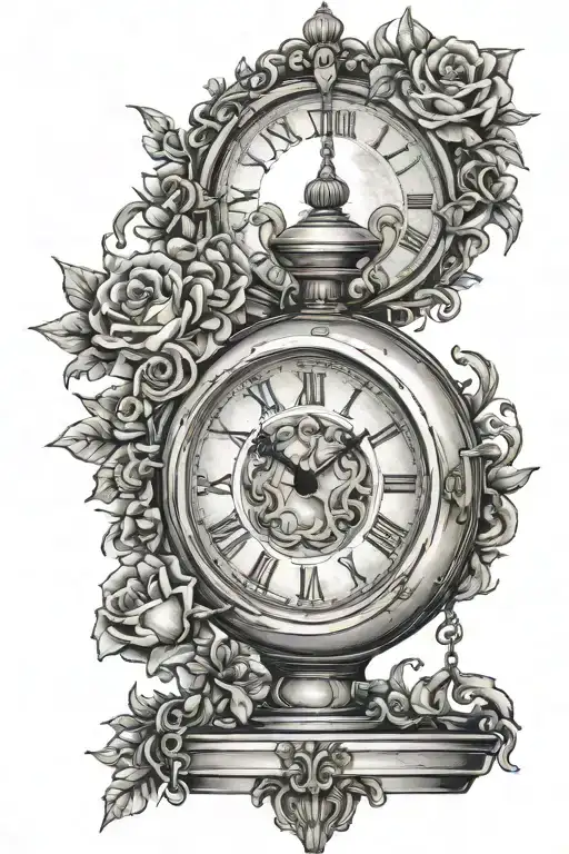 hanging clocks with birth times times new roman tattoo design idea