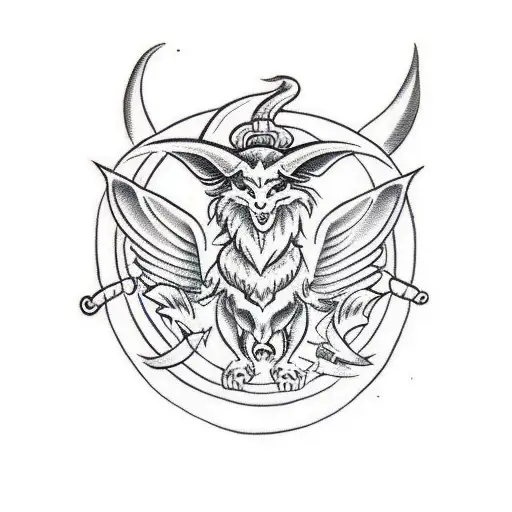 chibi baphomet tattoo design idea