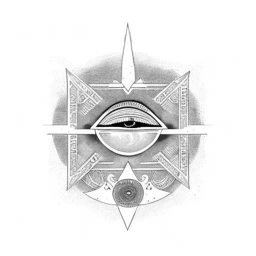 egyptian landscape with eye of hourus and ankh tattoo design idea