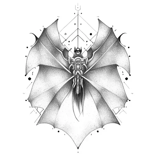 A bat with wings made of DNA strands tattoo design idea