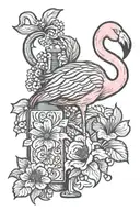 flamingo with wine bottle tattoo design idea