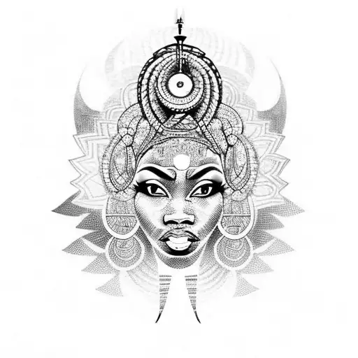 african goddess with locs reaching spiritual enlightenment  tattoo design idea