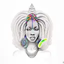 african goddess with locs reaching spiritual enlightenment  tattoo design idea