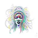 african goddess with locs reaching spiritual enlightenment  tattoo design idea