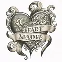 2 names written to make heart shape with no outline tattoo design idea
