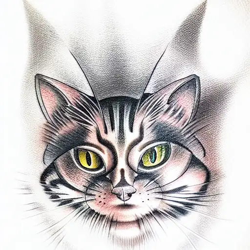 samurai cat tattoo design idea