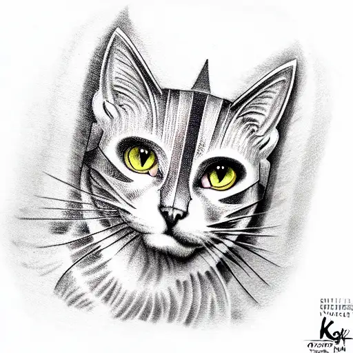 cat knight tattoo design idea