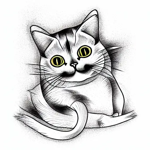 fat cat tattoo design idea