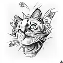 cat maniac tattoo design idea