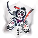 samurai in akuma mask tattoo design idea