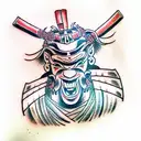 samurai in akuma mask tattoo design idea