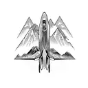 Mountains and orca  tattoo design idea