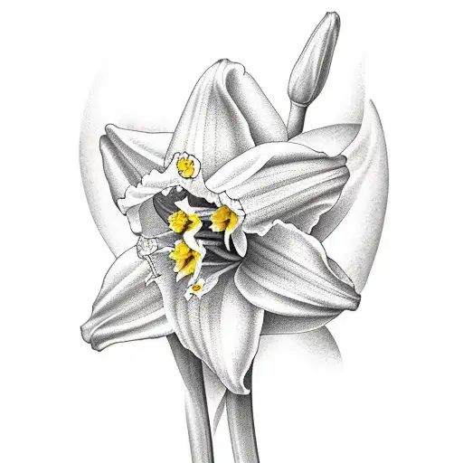 daffodil, lily and tulip tattoo design idea